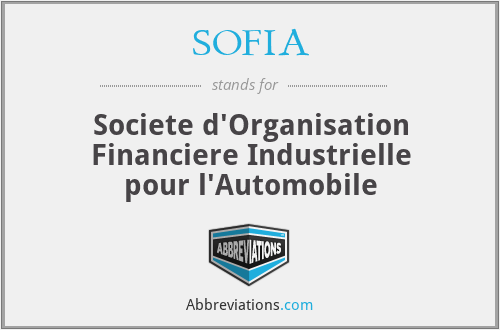 SOFIA - Societe d'Organisation Financiere Industrielle pour l'Automobile