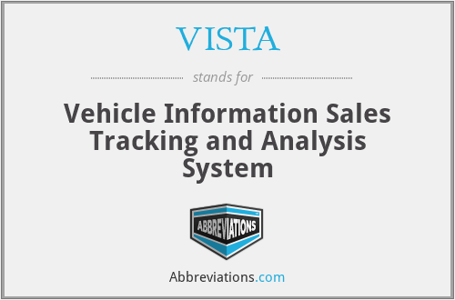 VISTA - Vehicle Information Sales Tracking and Analysis System