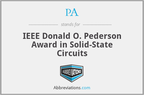 PA - IEEE Donald O. Pederson Award in Solid-State Circuits