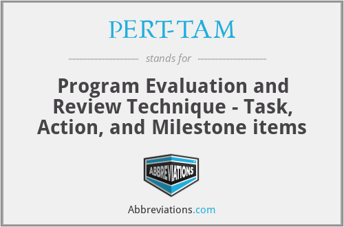 PERT-TAM - Program Evaluation and Review Technique - Task, Action, and Milestone items