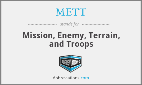 METT - Mission, Enemy, Terrain, and Troops