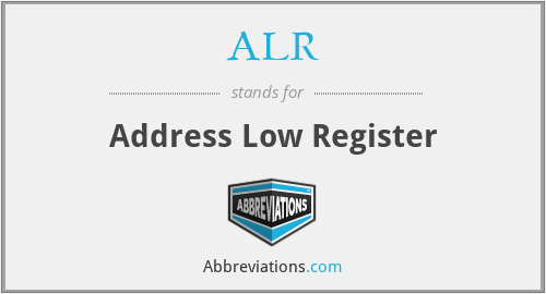ALR - Address Low Register