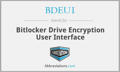 BDEUI - Bitlocker Drive Encryption User Interface