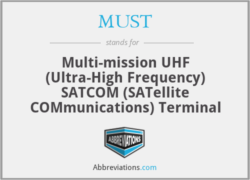 MUST - Multi-mission UHF (Ultra-High Frequency) SATCOM (SATellite COMmunications) Terminal