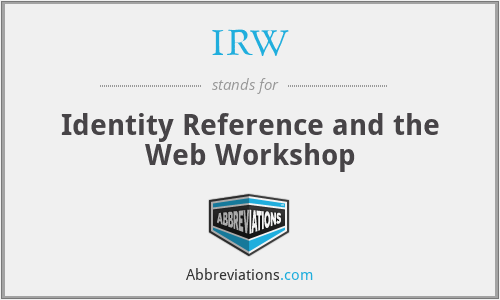 IRW - Identity Reference and the Web Workshop