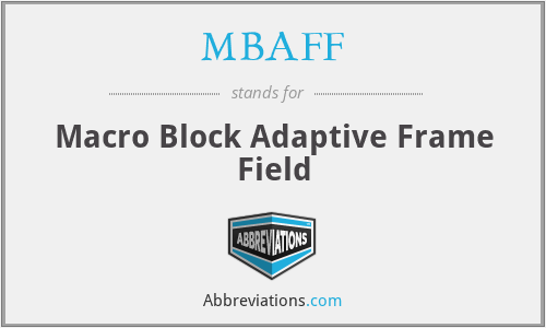 MBAFF - Macro Block Adaptive Frame Field