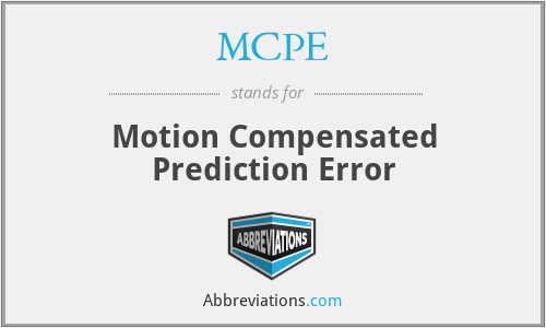 MCPE - Motion Compensated Prediction Error