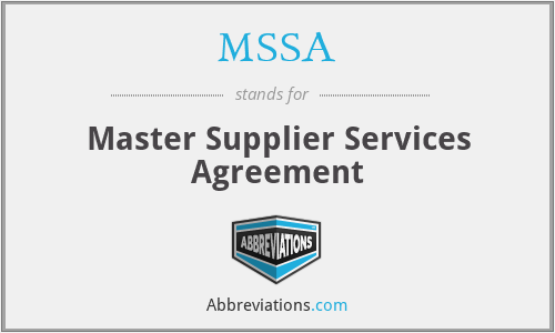 MSSA - Master Supplier Services Agreement