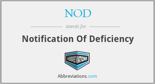 NOD - Notification Of Deficiency