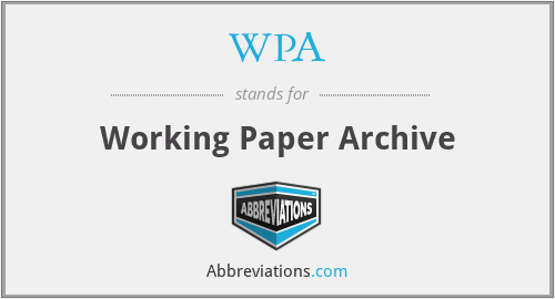 WPA - Working Paper Archive