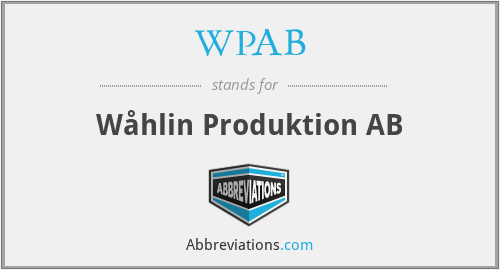 WPAB - Wåhlin Produktion AB