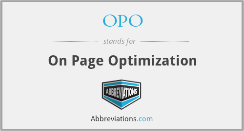 OPO - On Page Optimization