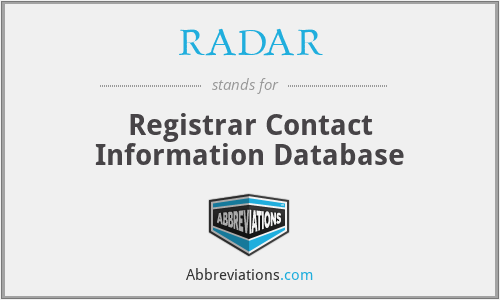 RADAR - Registrar Contact Information Database