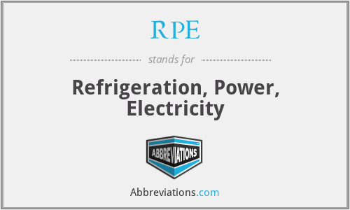 RPE - Refrigeration, Power, Electricity
