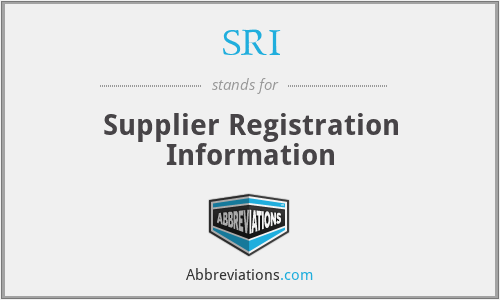 SRI - Supplier Registration Information