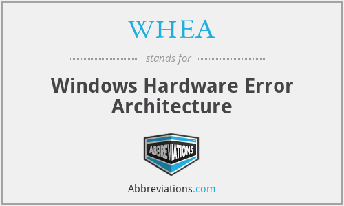 WHEA - Windows Hardware Error Architecture