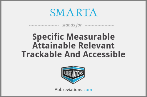 SMARTA - Specific Measurable Attainable Relevant Trackable And Accessible
