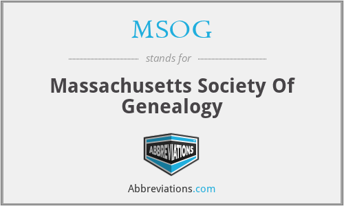 MSOG - Massachusetts Society Of Genealogy