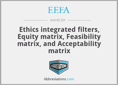 EEFA - Ethics integrated filters, Equity matrix, Feasibility matrix, and Acceptability matrix