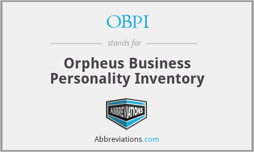 OBPI - Orpheus Business Personality Inventory