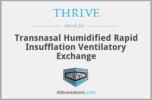THRIVE - Transnasal Humidified Rapid Insufflation Ventilatory Exchange