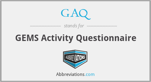 GAQ - GEMS Activity Questionnaire