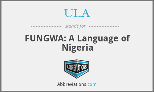 ULA - FUNGWA: A Language of Nigeria