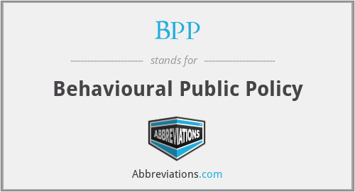 BPP - Behavioural Public Policy