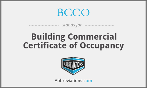 BCCO - Building Commercial Certificate of Occupancy