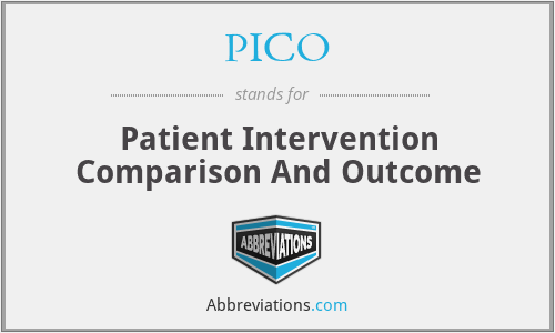 PICO - Patient Intervention Comparison And Outcome