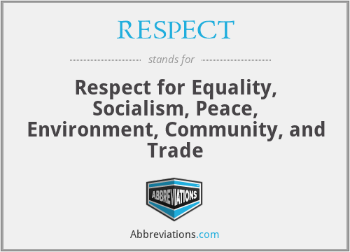 RESPECT - Respect for Equality, Socialism, Peace, Environment, Community, and Trade