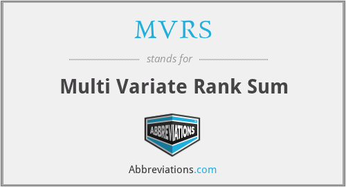 MVRS - Multi Variate Rank Sum