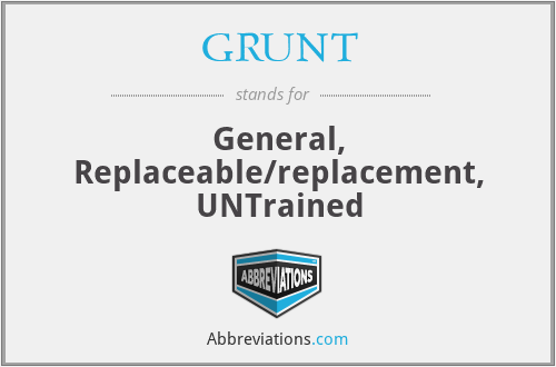 GRUNT - General, Replaceable/replacement, UNTrained