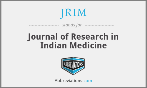 JRIM - Journal of Research in Indian Medicine