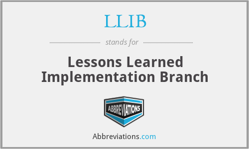 LLIB - Lessons Learned Implementation Branch
