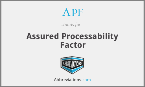 APF - Assured Processability Factor