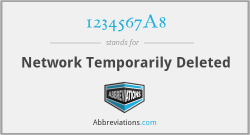 1234567A8 - Network Temporarily Deleted
