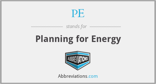 PE - Planning for Energy