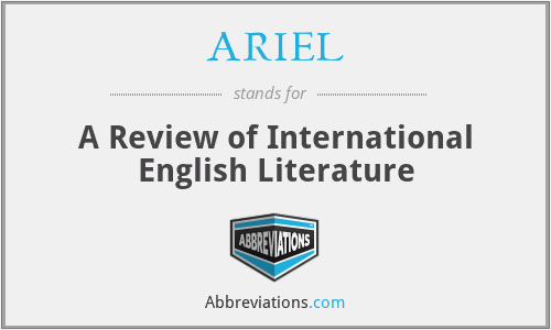 ARIEL - A Review of International English Literature