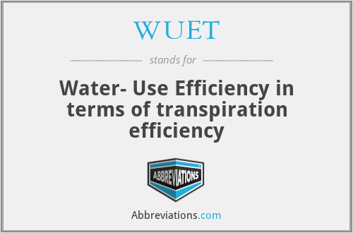 WUET - Water- Use Efficiency in terms of transpiration efficiency