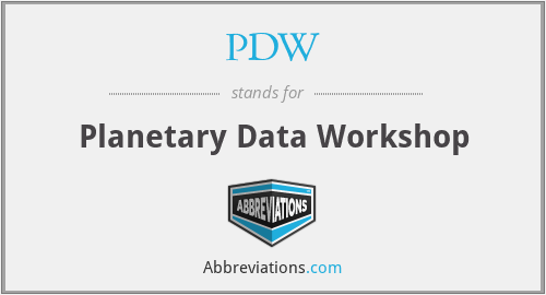 PDW - Planetary Data Workshop
