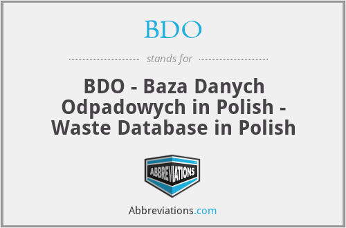 BDO - BDO - Baza Danych Odpadowych in Polish - Waste Database in Polish