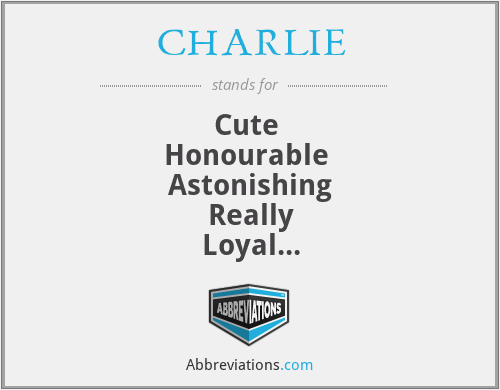 CHARLIE - Cute 
Honourable 
Astonishing
Really
Loyal
Incredible 
Easygoing
