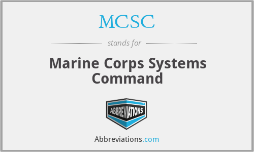 MCSC - Marine Corps Systems Command