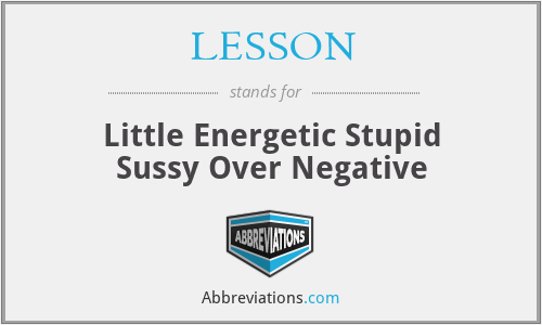 LESSON - Little Energetic Stupid Sussy Over Negative