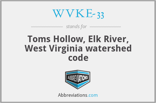 WVKE-33 - Toms Hollow, Elk River, West Virginia watershed code