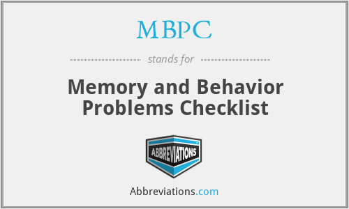 MBPC - Memory and Behavior Problems Checklist