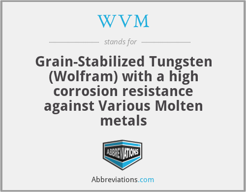 WVM - Grain-Stabilized Tungsten (Wolfram) with a high corrosion resistance against Various Molten metals