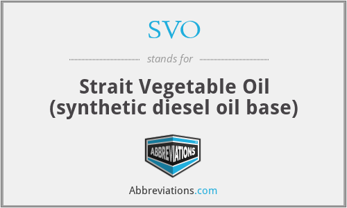 SVO - Strait Vegetable Oil (synthetic diesel oil base)