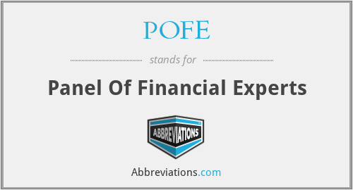 POFE - Panel Of Financial Experts